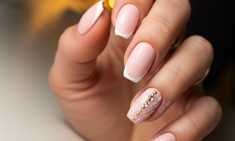 pink and white nail designs